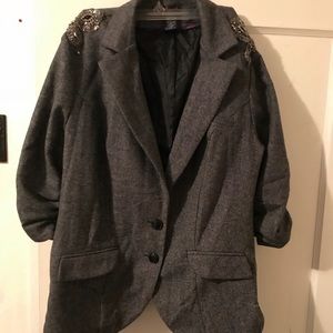 Torrid2x Grey Blazer w/sequined design on shoulder